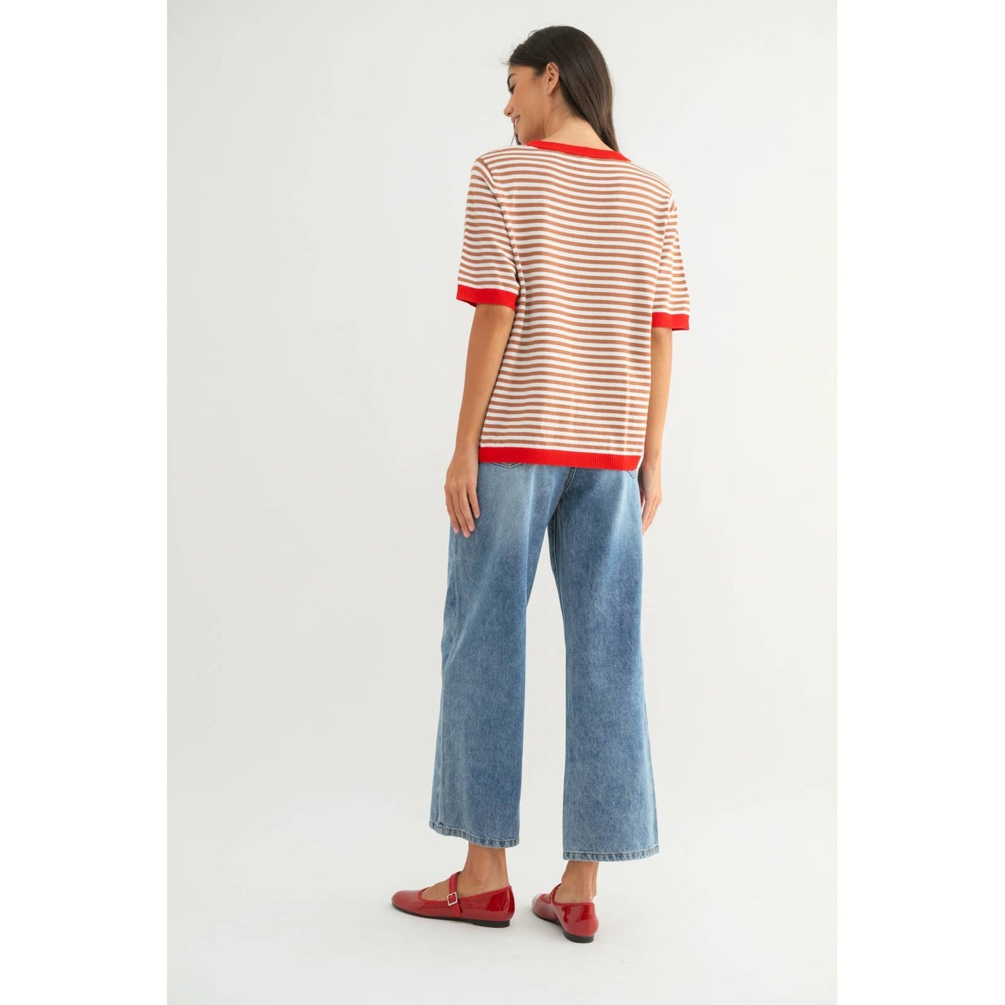 STRIPED CONTRAST KNIT TOP