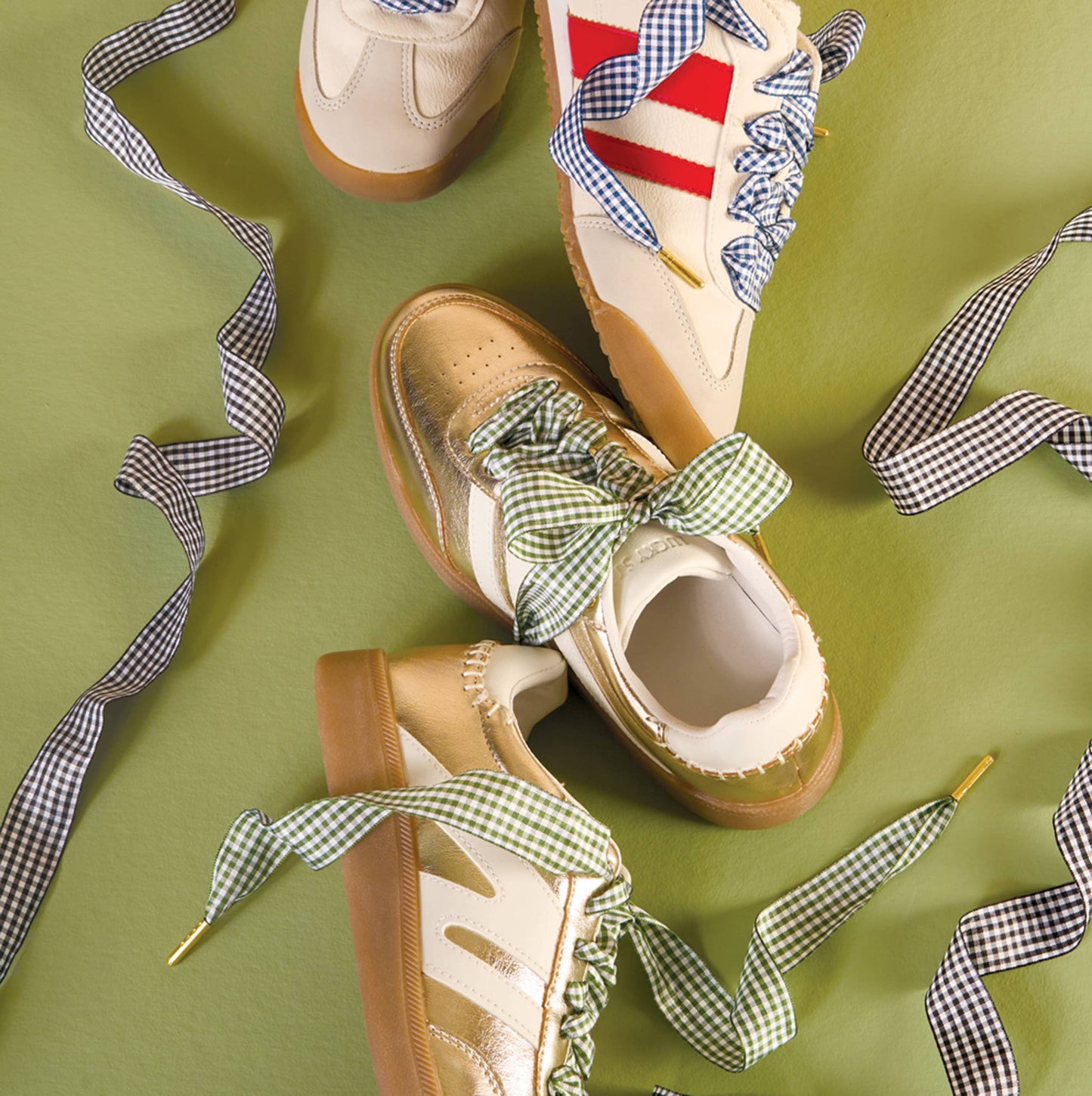 Step It Up Shoelaces–Gingham Navy