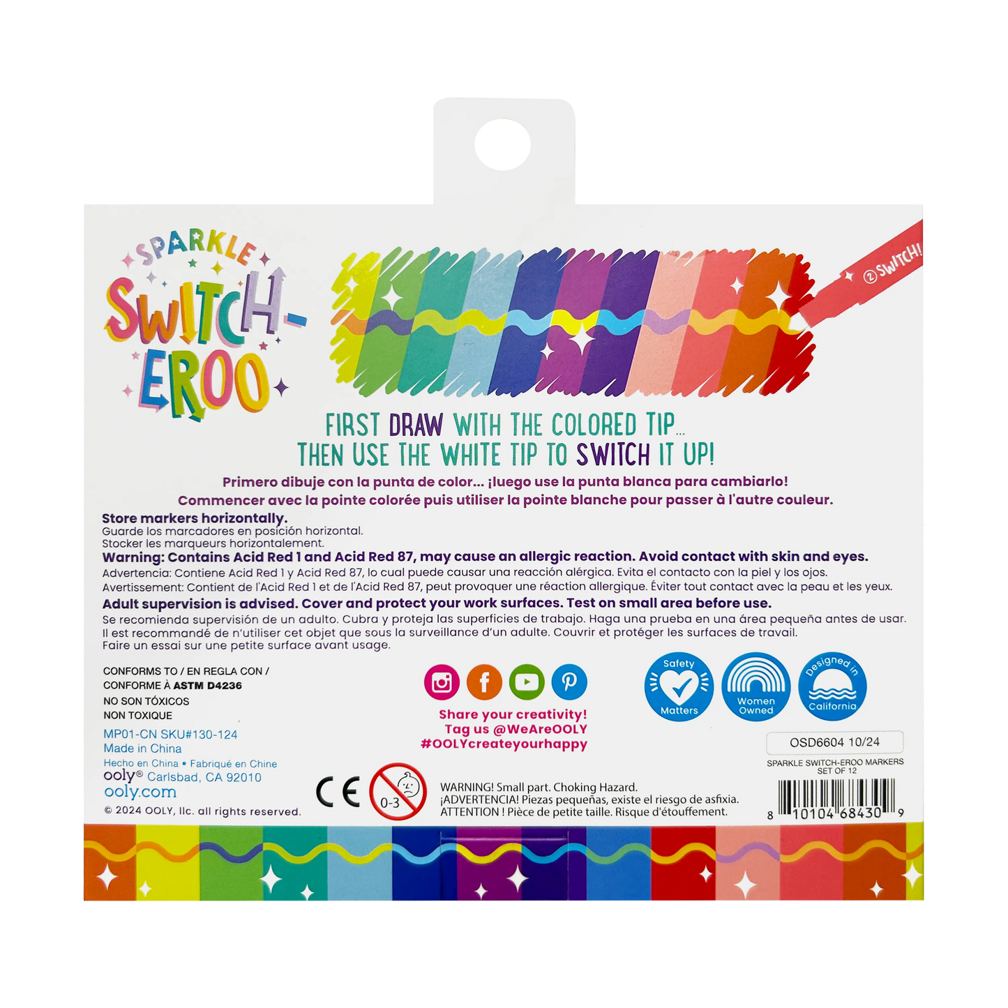 Switch-Eroo Sparkle Glittery Color Changing Markers- 12 pc