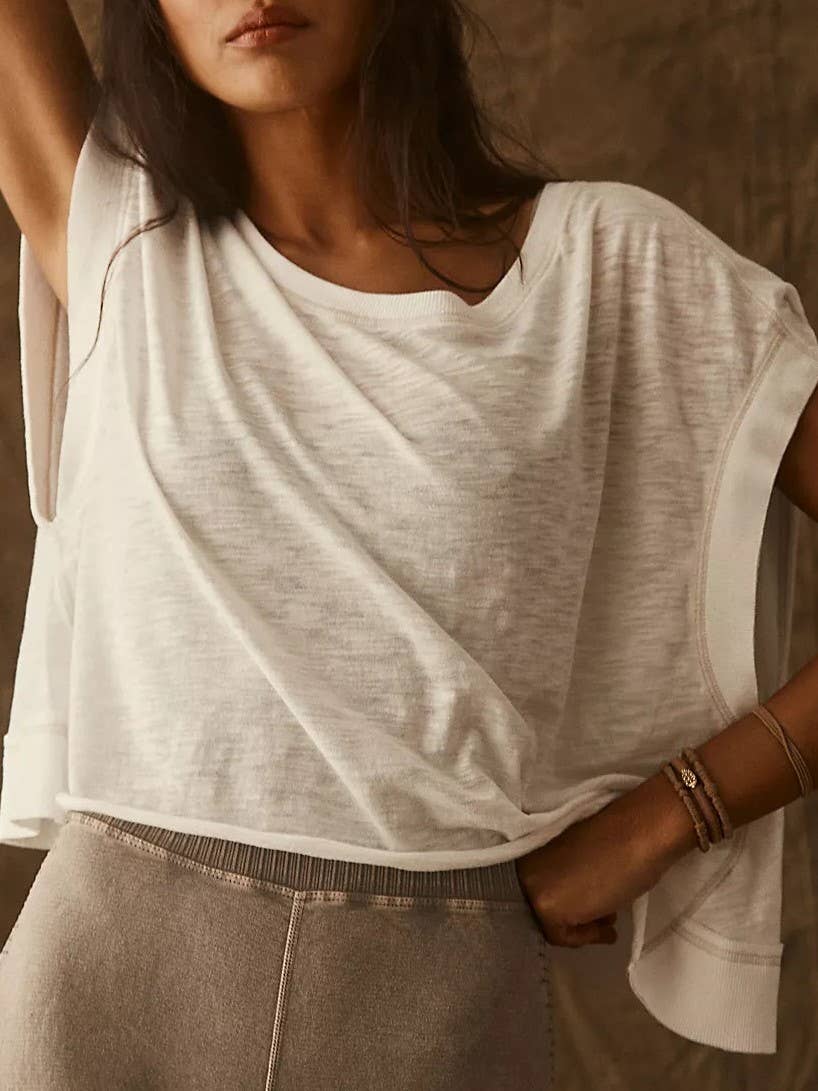 Slouchy wrapped cutout back short sleeve workout tee top