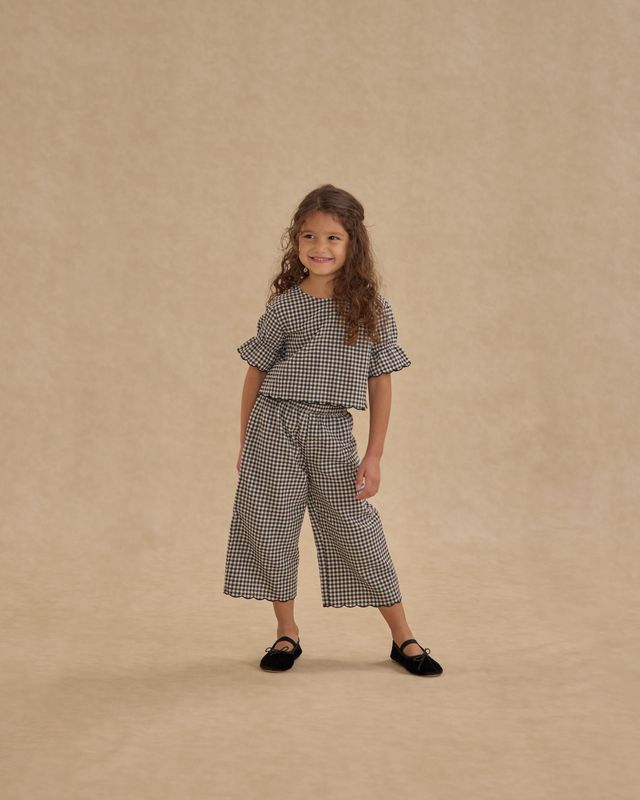 WIDE LEG PANT || BLACK GINGHAM