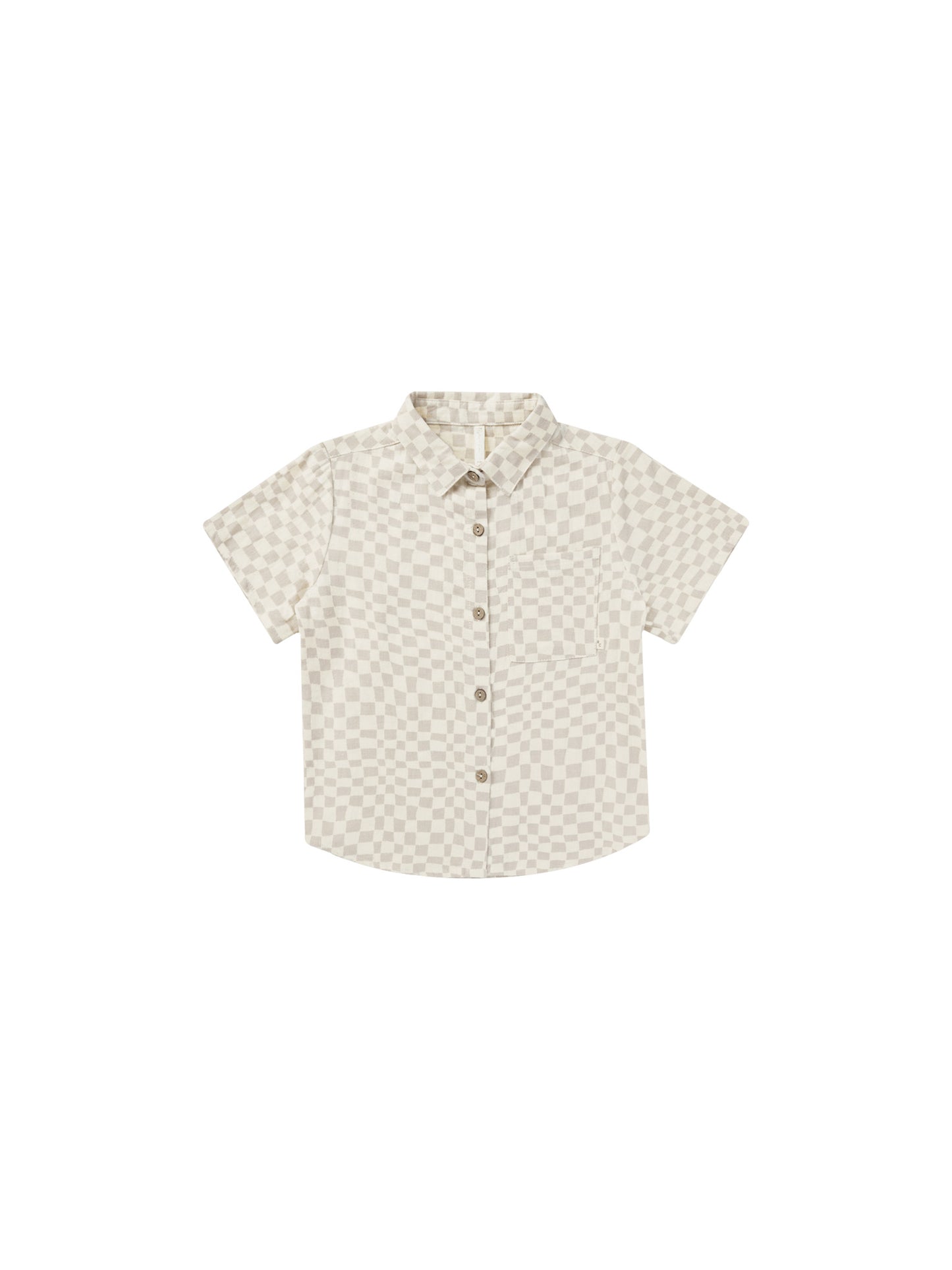 COLLARED SHORT SLEEVE SHIRT || DOVE CHECK