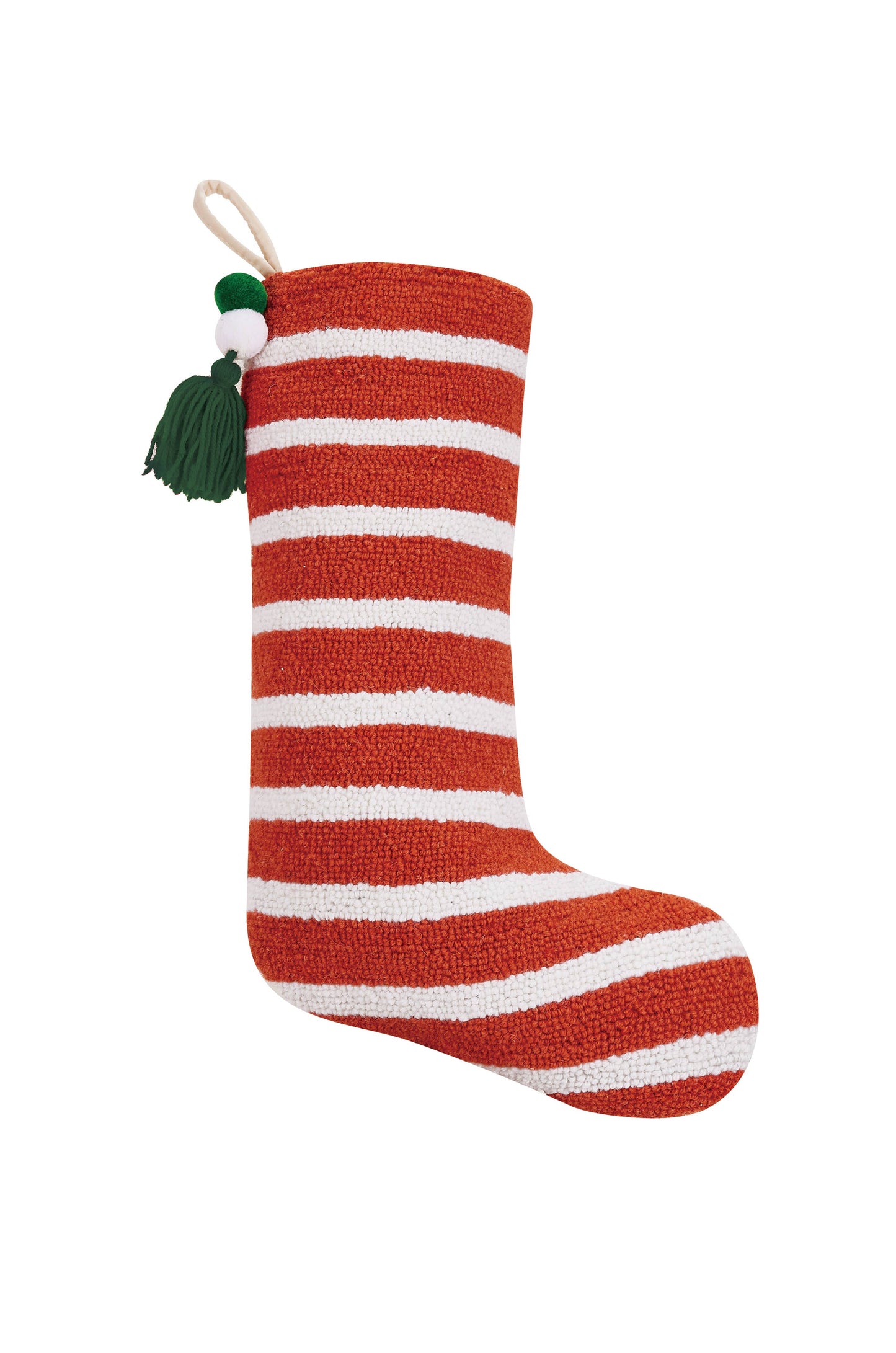 Red Stripe Stocking With Pom Pom Tassel by Ampersand