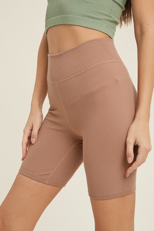 Ribbed Biker short - mauve