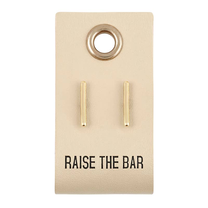 Leather Tag Earrings - Bar
