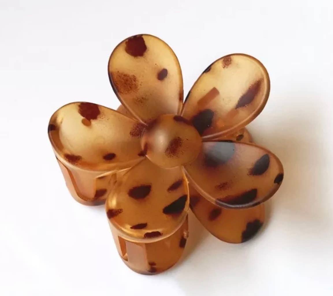 Tortoise Shell Large Flower Claw Clip
