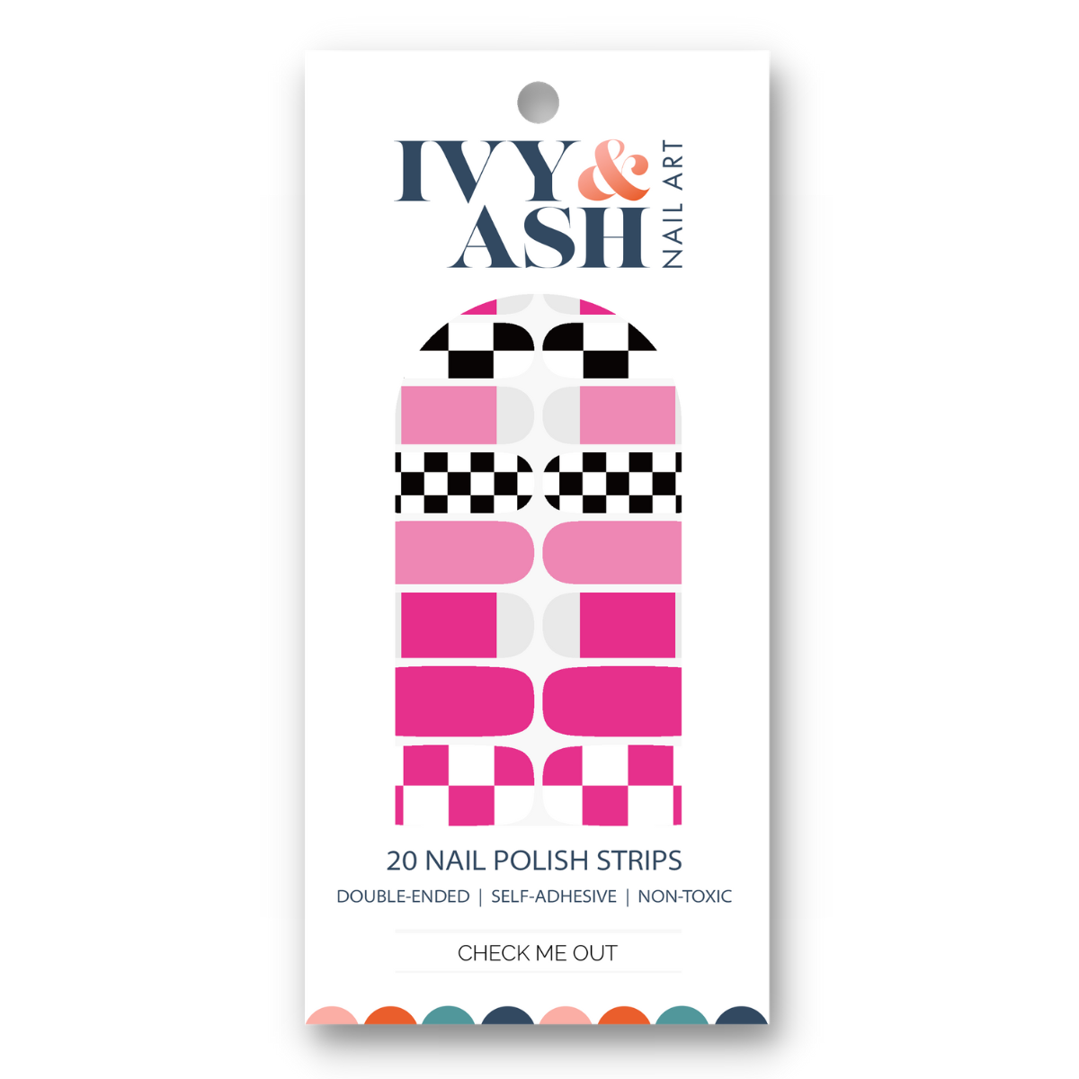 Check Me Out | Bright Pink & Black Check Nail Polish Wrap