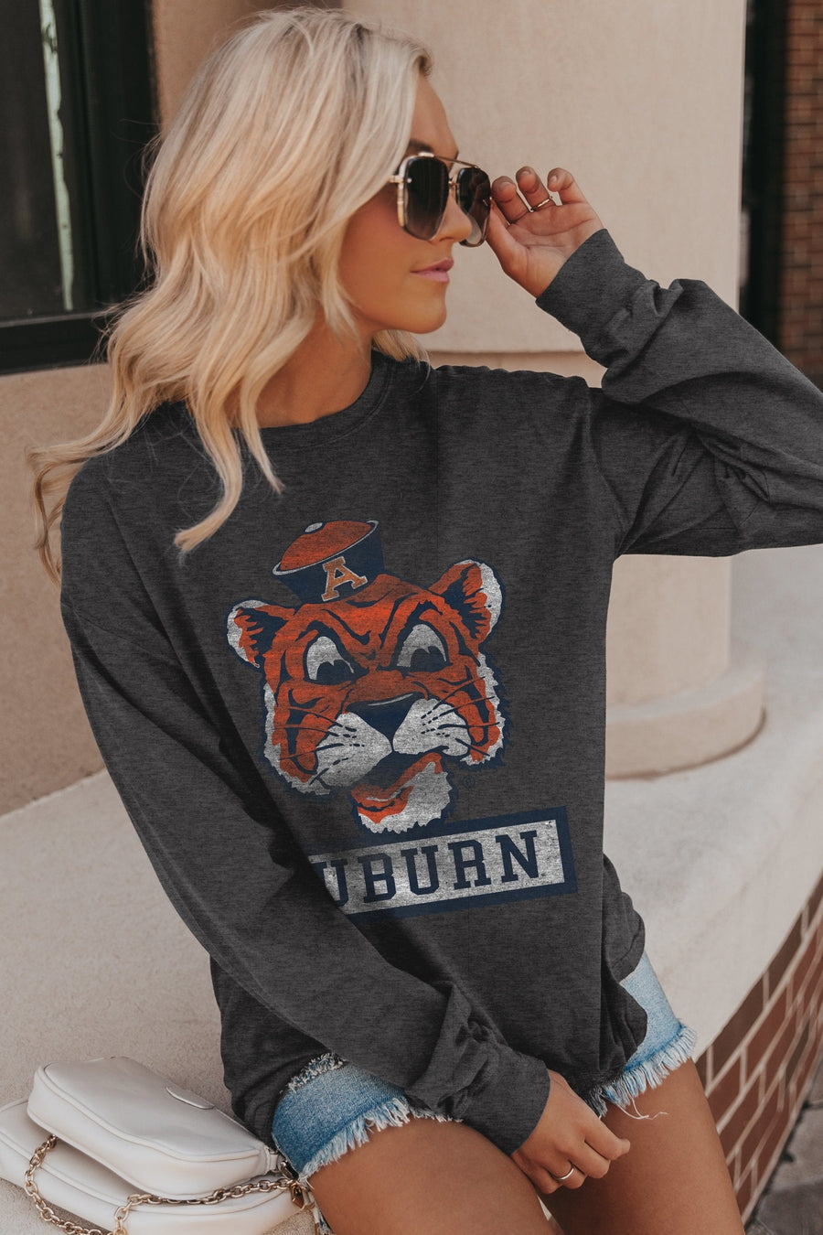 AUBURN TIGERS TIGERS "TAILGATE CLUB" LUXE BOYFRIEND LONG SLEEVE TEE