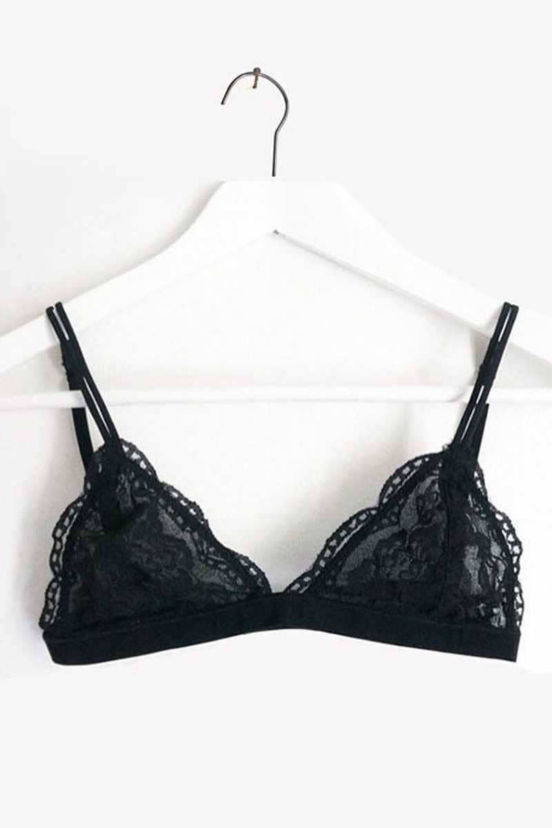 Floral Sheer Lace Triangle Lowcut Mesh Lined Bralette