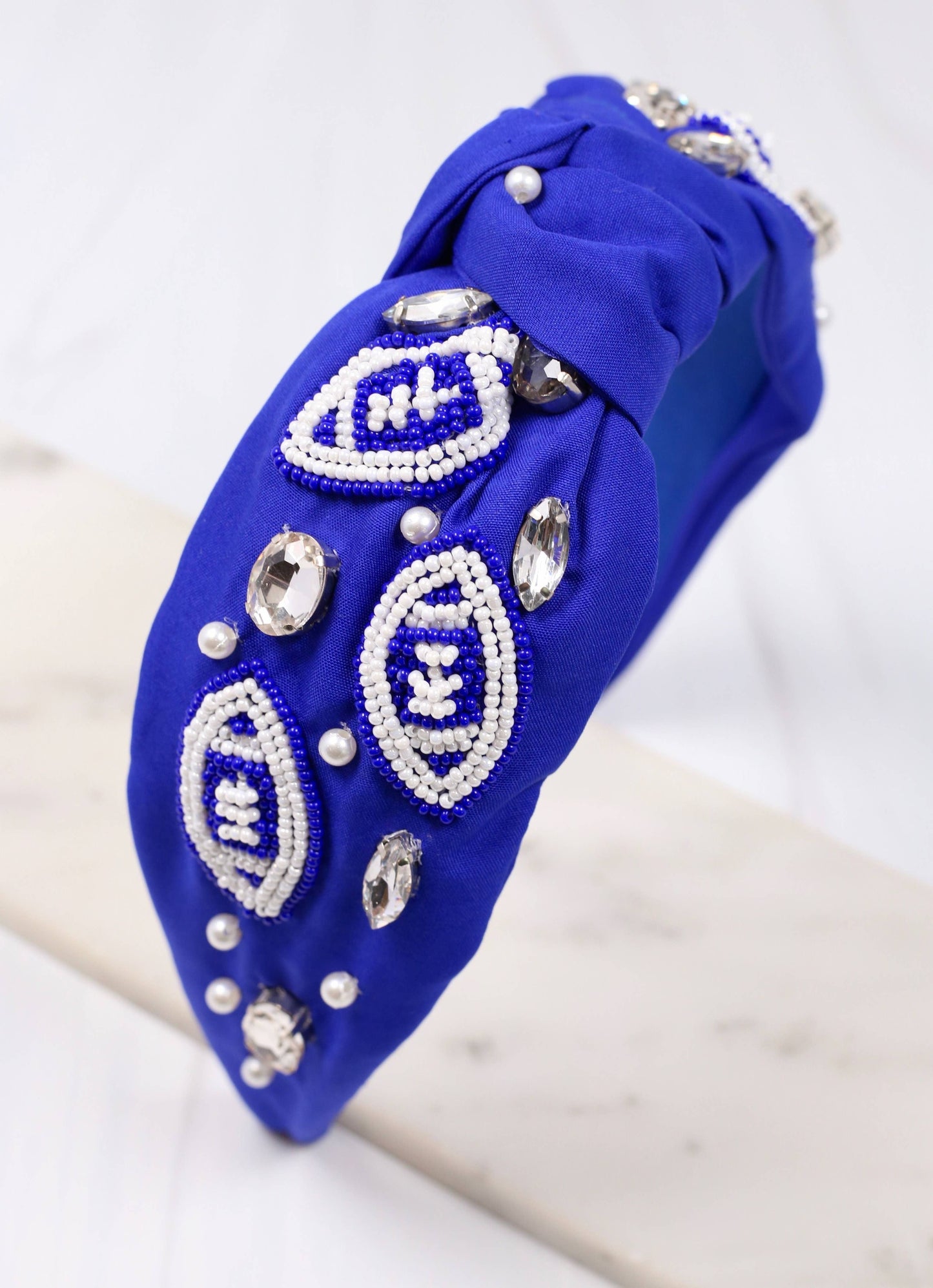 Free Catch Football Headband BLUE WHITE