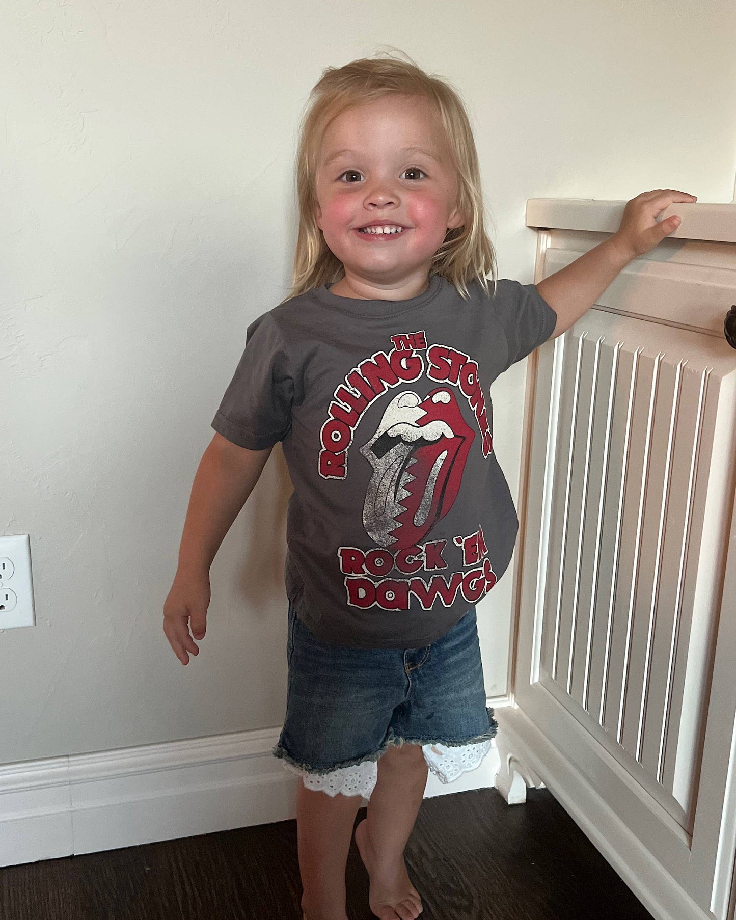 Children's Rolling Stones Rock 'Em Georgia Bulldogs Gray Tee