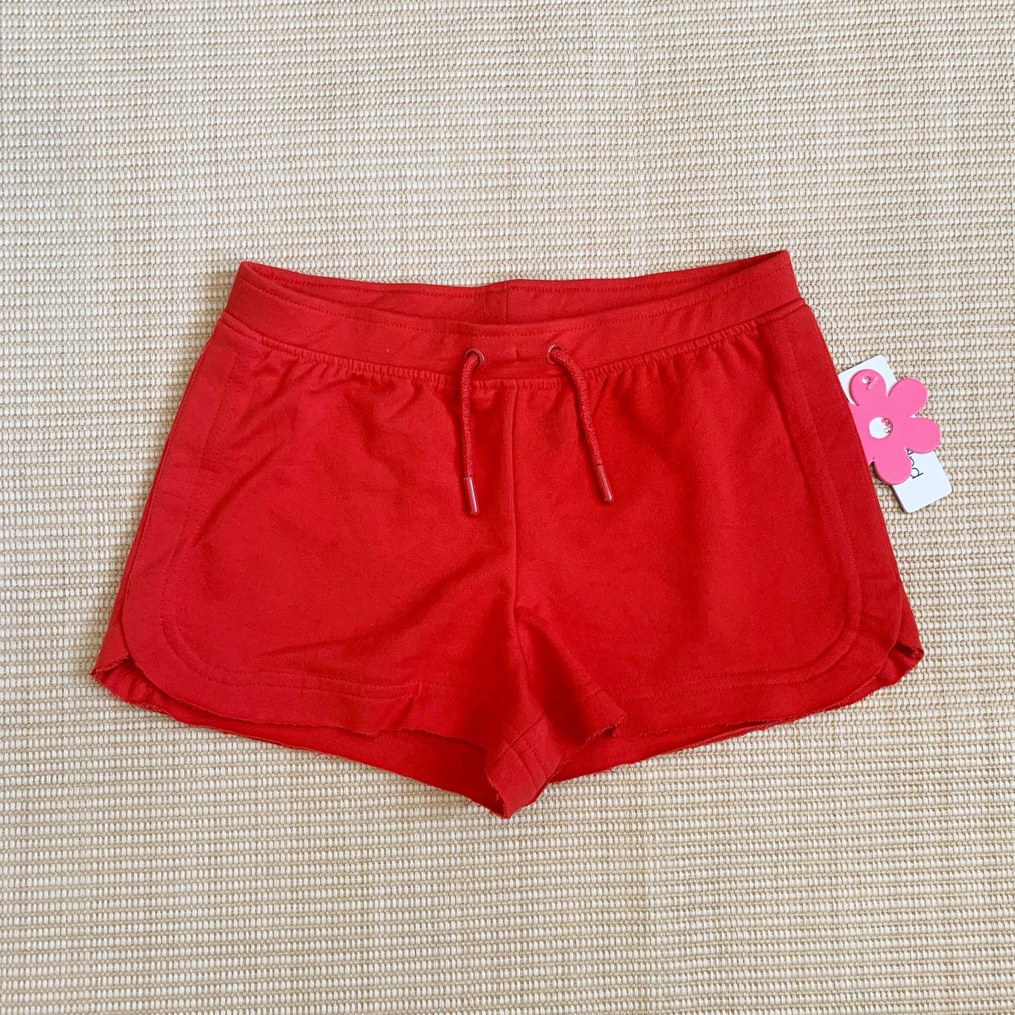 Red Raw Edge Drawstring Short - TWEEN GIRLS AND LITTLE GIRLS