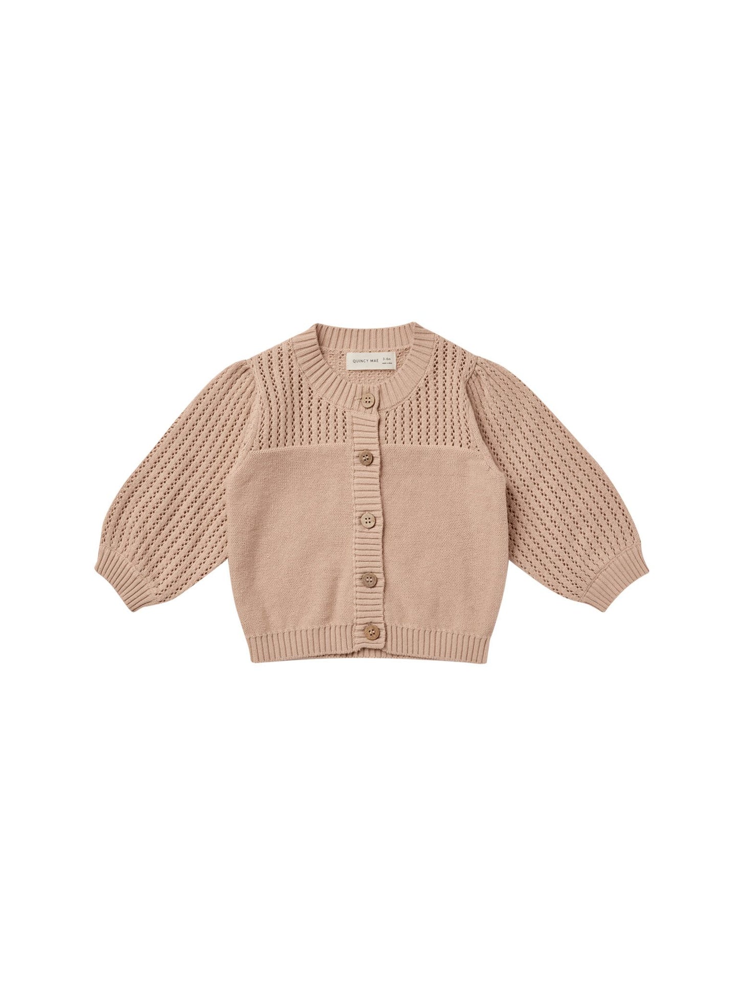 POINTELLE KNIT CARDIGAN | BLUSH