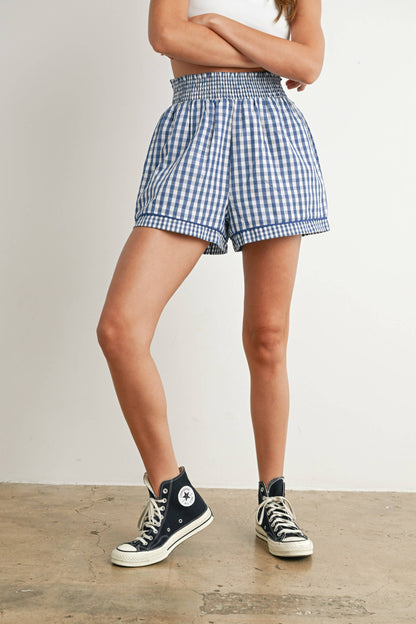 Garterized Gingham Shorts - BMP7658