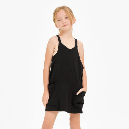 Relaxed Tank Dress with Built-In Romper Lining BLACK