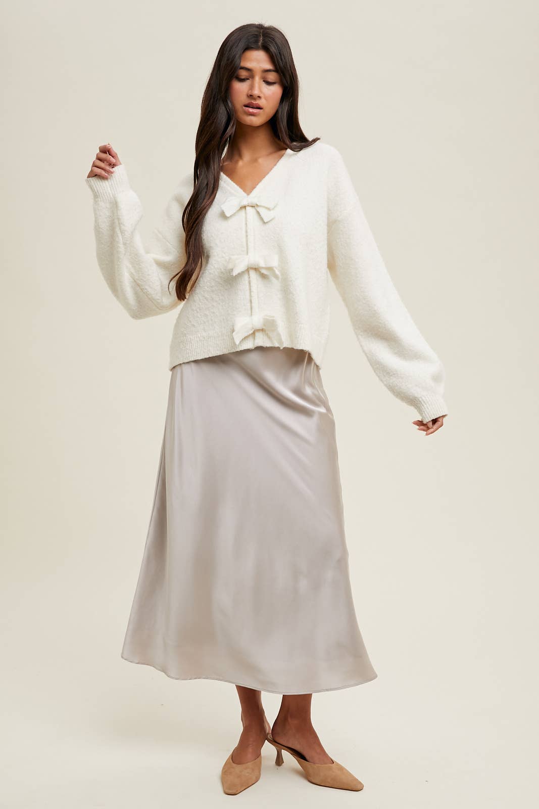 BRUSHED BOW DETAIL SWEATER / WL25-11102