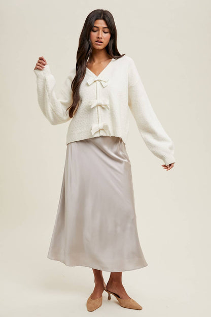 BRUSHED BOW DETAIL SWEATER / WL25-11102