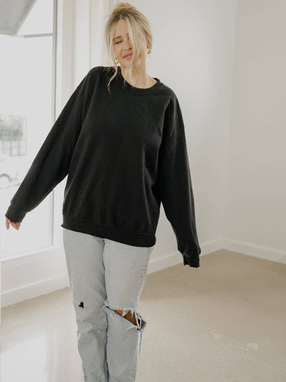 LivyLu Black Blank Thrifted Sweatshirt