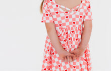Load image into Gallery viewer, checkered love twirl dress