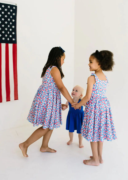 Tank Dress in Deep Sea | girls Pocket twirl Dress