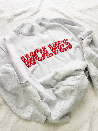 WOLVES gingham mockneck