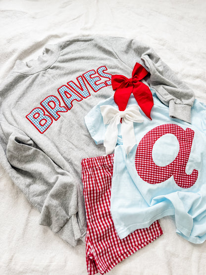 BRAVES Gingham Mockneck