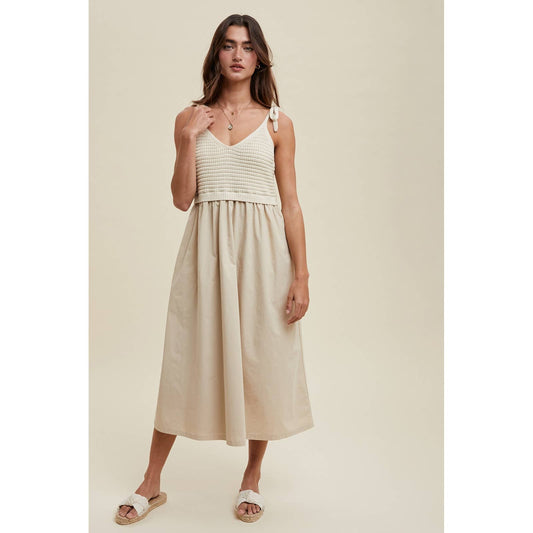 MIXED MEDIA MIDI CAMI DRESS / WL24-9896
