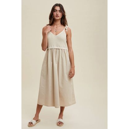 MIXED MEDIA MIDI CAMI DRESS / WL24-9896