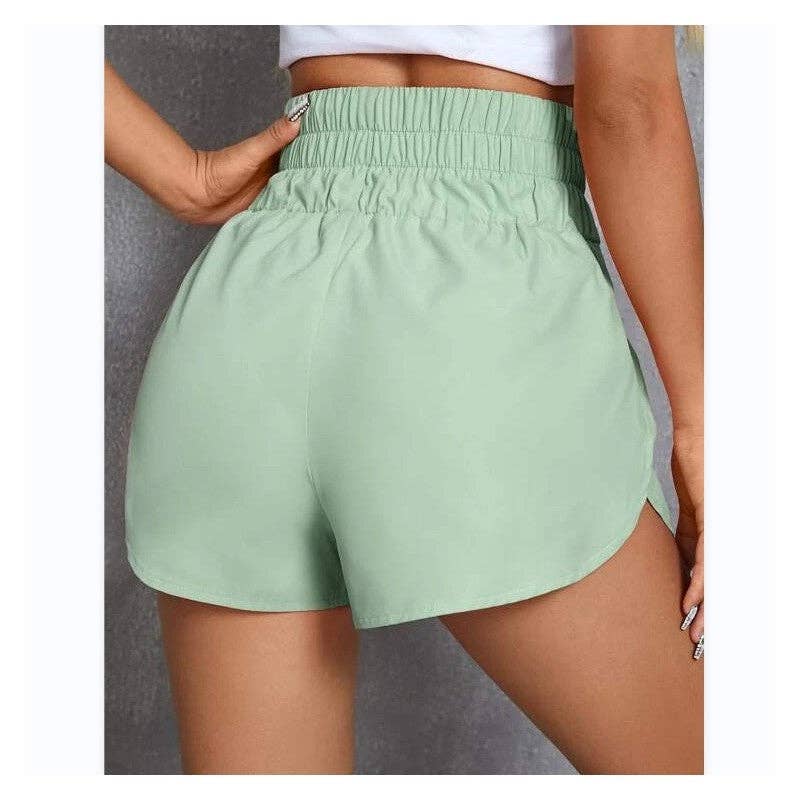 Elastic High-Waisted Loose-Fit Sports Shorts