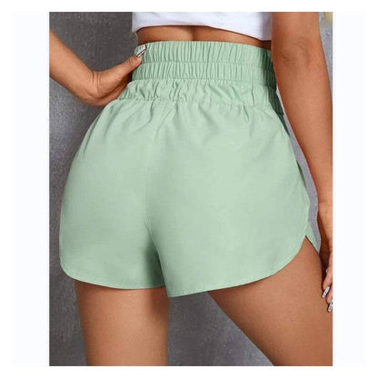 Elastic High-Waisted Loose-Fit Sports Shorts