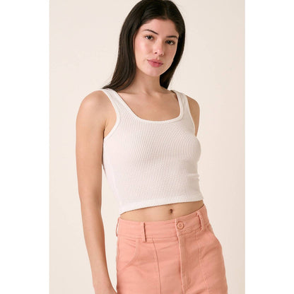 URBAN RIB KNIT SCOOP NECK CROP TANK TOP