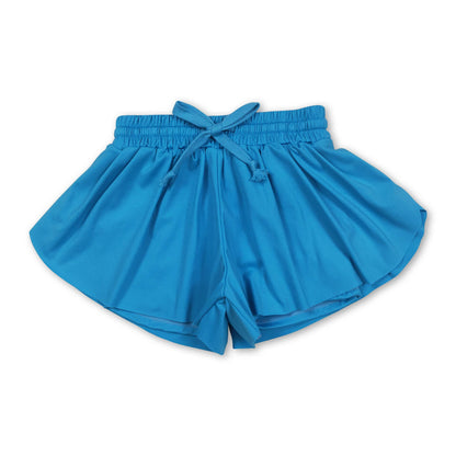 Blue kids girls activewear summer yoga shorts
