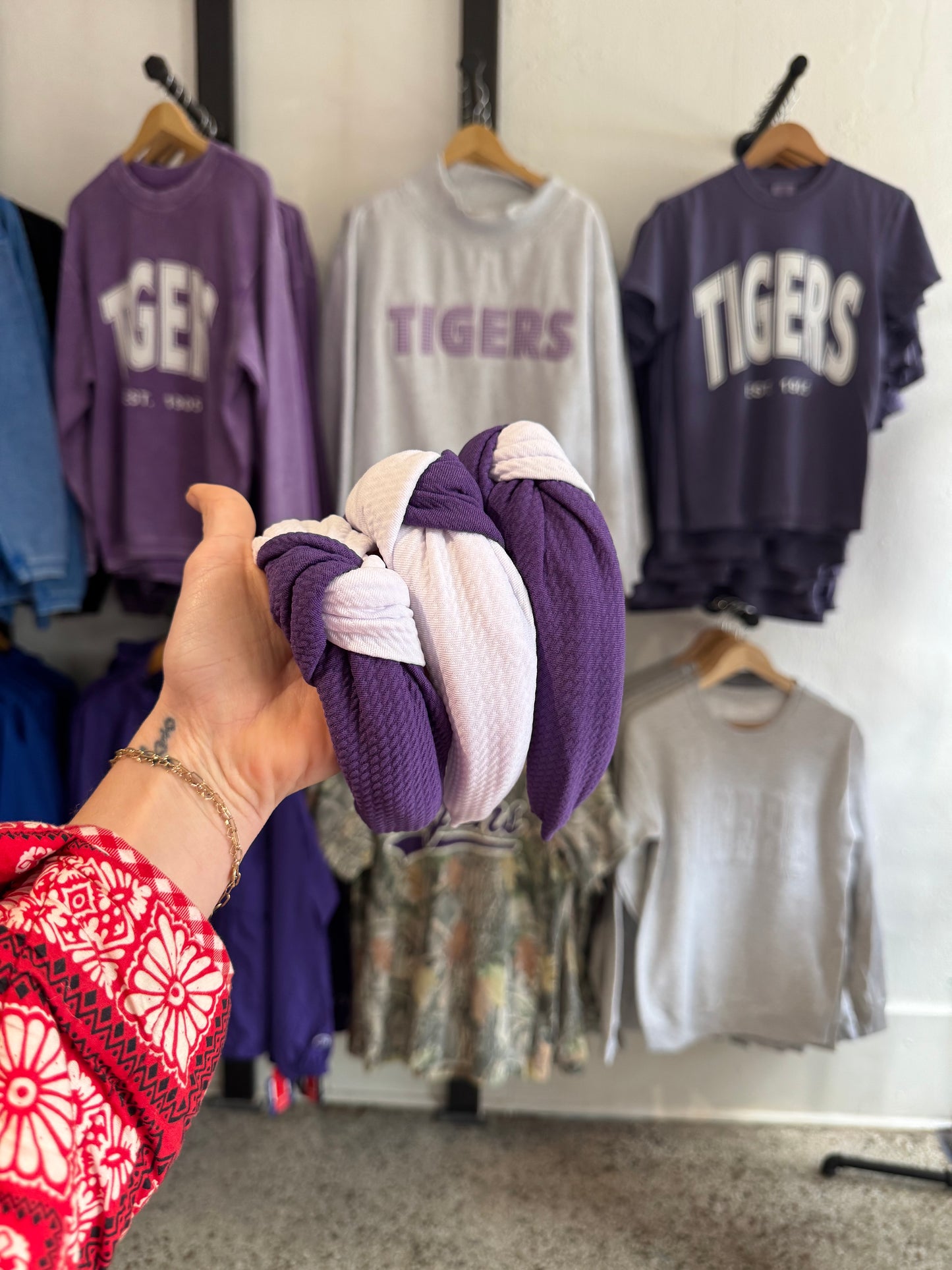 Purple and White Knot Headband