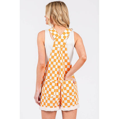 GAME DAY CHECKERED ROMPER BIB OVERALLS