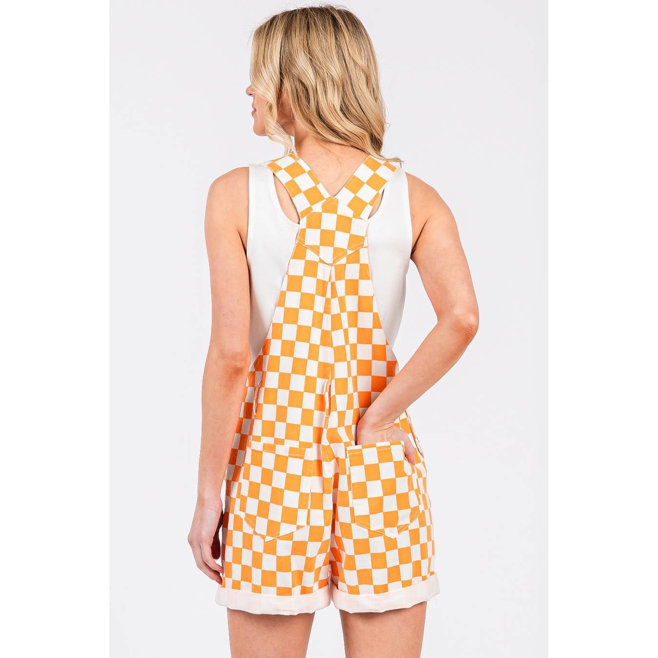 GAME DAY CHECKERED ROMPER BIB OVERALLS