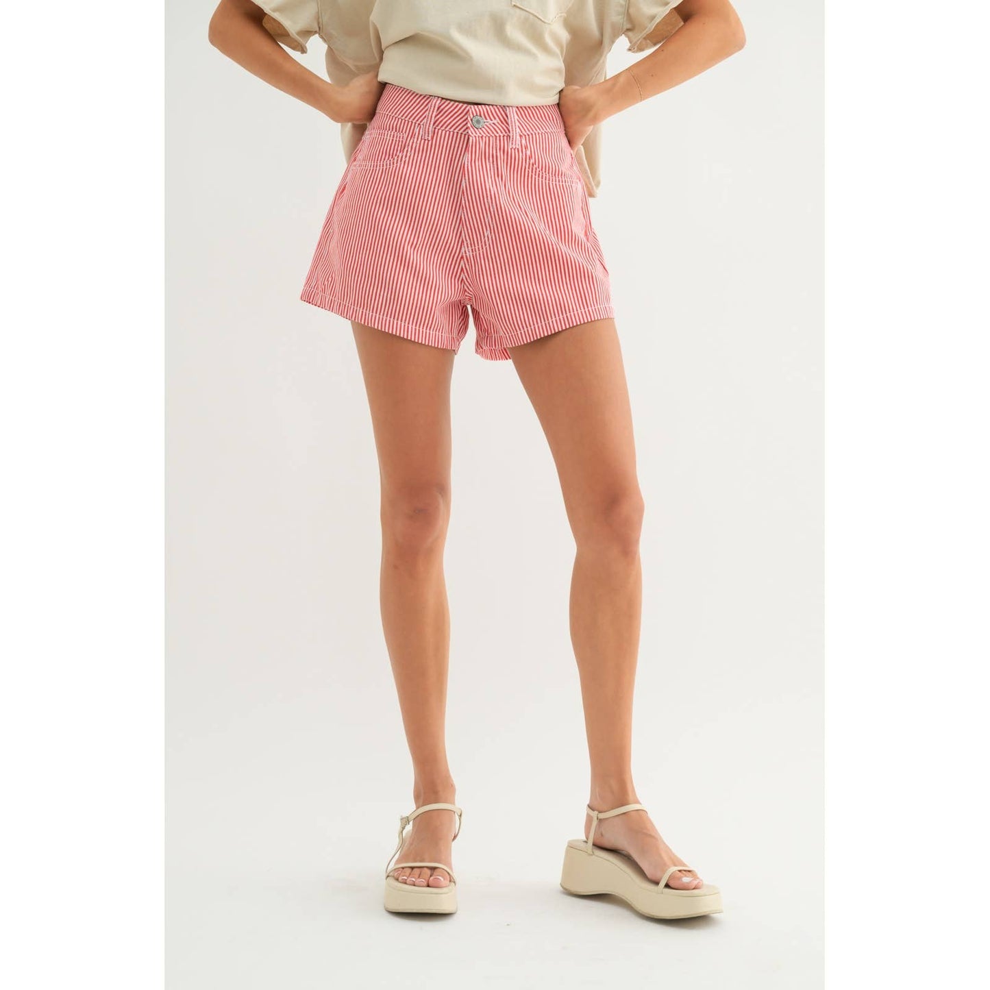 STRIPED DENIM SHORTS / WL24-9858