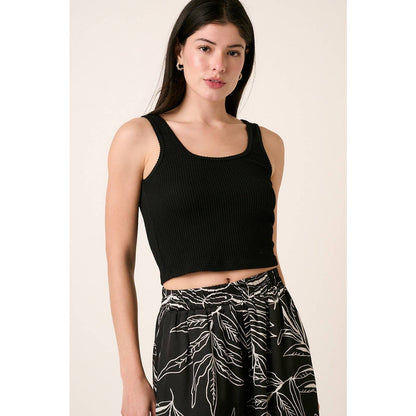 URBAN RIB KNIT SCOOP NECK CROP TANK TOP