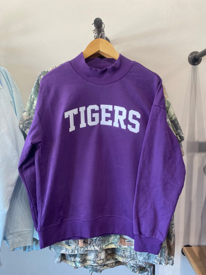 TIGERS purple mockneck
