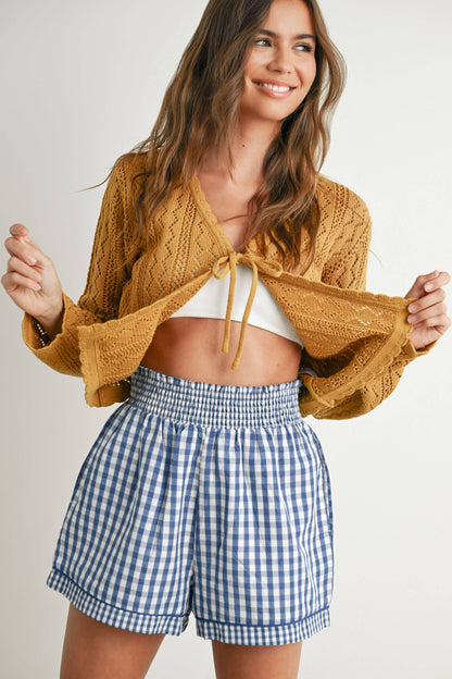 Garterized Gingham Shorts - BMP7658