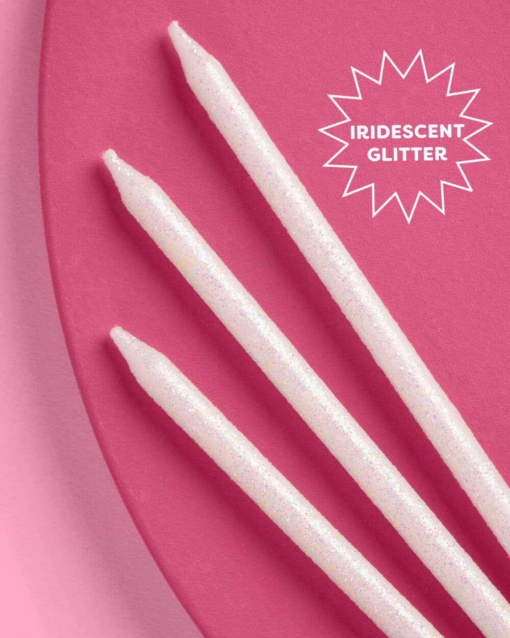 White Glitter Candles - 10 glitter candles 5", birthday party bday