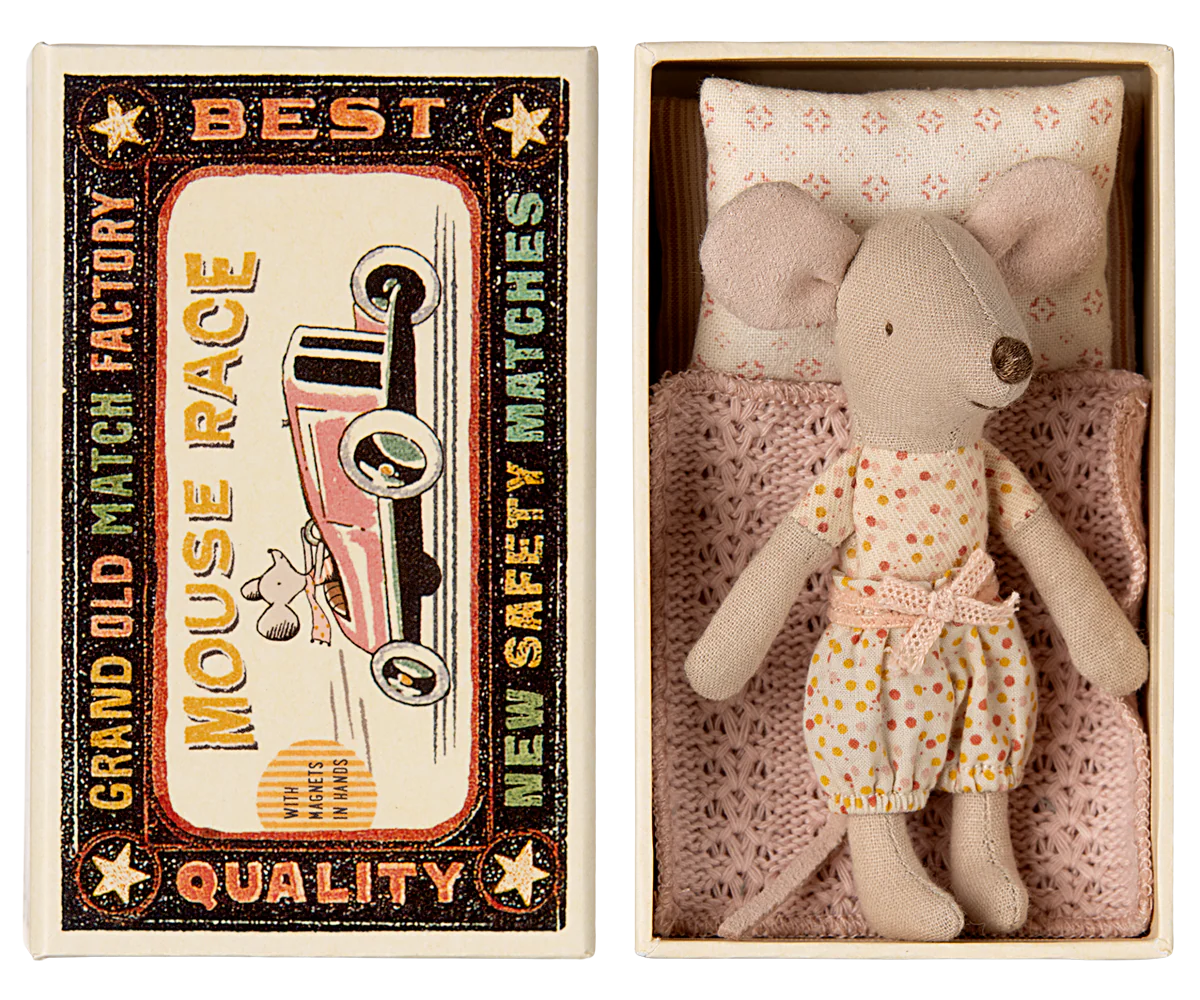 Little sister mouse in matchbox