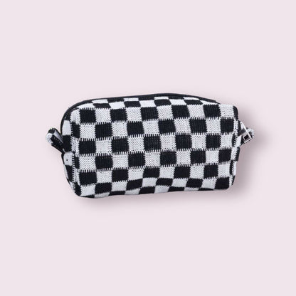 Small Checkered Cosmetic Bag