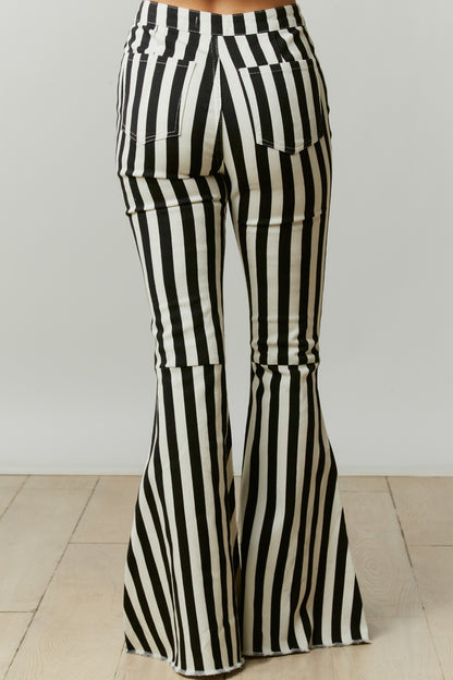 Stripe flare denim / black