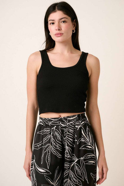 URBAN RIB KNIT SCOOP NECK CROP TANK TOP