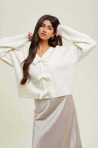 BRUSHED BOW DETAIL SWEATER / WL25-11102