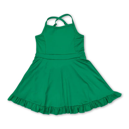 Blue straps ruffle baby girls summer active wear