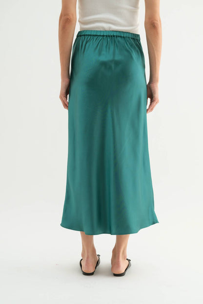 BASIC SATIN MIDI SKIRT / WL25-10095
