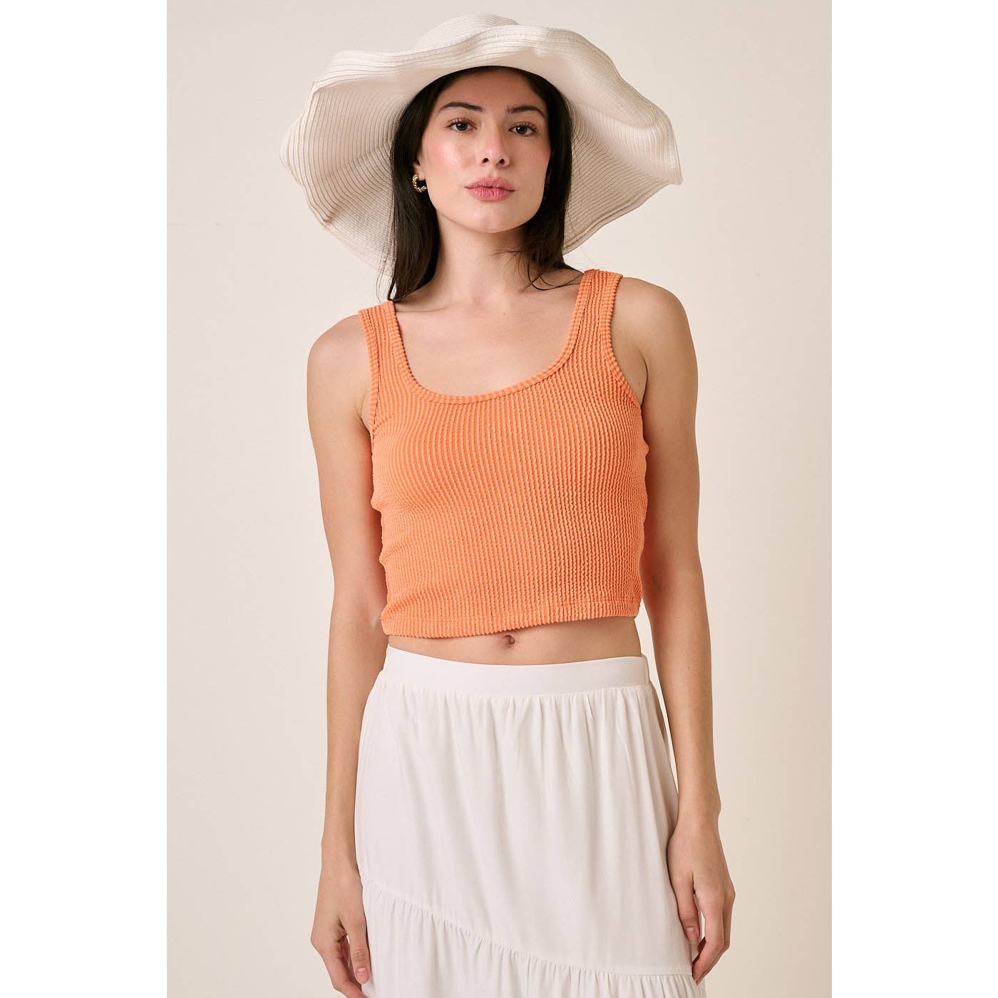 URBAN RIB KNIT SCOOP NECK CROP TANK TOP