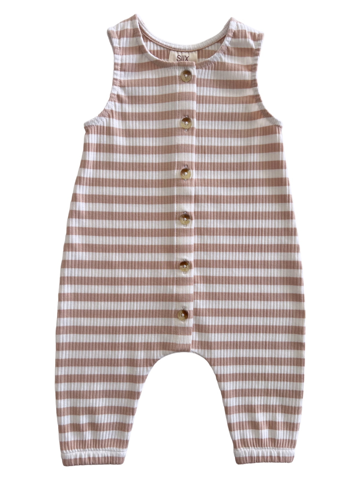 Tan Stripe / Organic Ribbed Bay Jumpsuit (Baby - Kids)