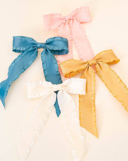 Ruffle Hair Bow- Blush